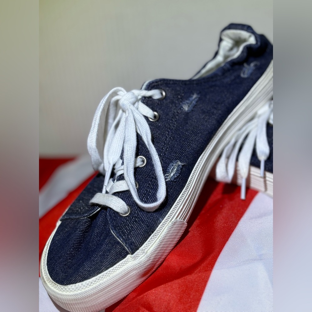 Baby women’s size 11 denim distressed sneakers. Worn once outside